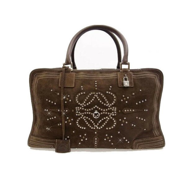 AUTH Loewe Boston bag Logo Brown Woman - Picture 1 of 6